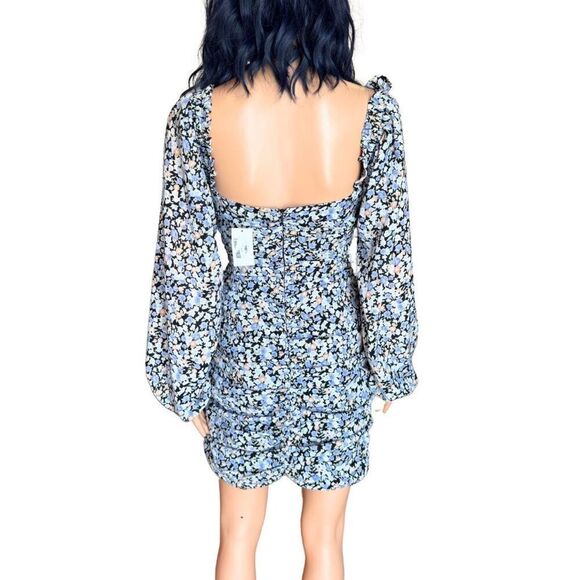 NWT FORE Floral Ruched Mini Dress - Picture 7 of 8